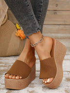 Women's breathable mesh open toe platform wedge sandals by Trendsi, featuring stylish open-toe design and comfortable wedge heel.