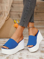 Women's breathable mesh open toe platform wedge sandals by Trendsi, featuring a stylish design and comfortable heel height.