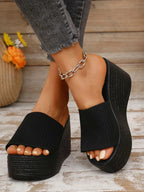 Women's breathable mesh open toe platform wedge sandals by Trendsi, featuring a stylish design and comfortable open-toe style.
