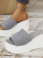 Women's breathable mesh open toe platform wedge sandals by Trendsi, featuring a stylish open-toe design and comfortable wedge heel.