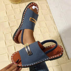 Women's elegant open-toe low heel sandals by Trendsi, made of comfortable PU leather with stylish, breathable design.