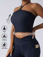 Plush Fashion Hub padded crop top push-up sports bra, seamless supportive gym tank for women, activewear for workout and fitness.