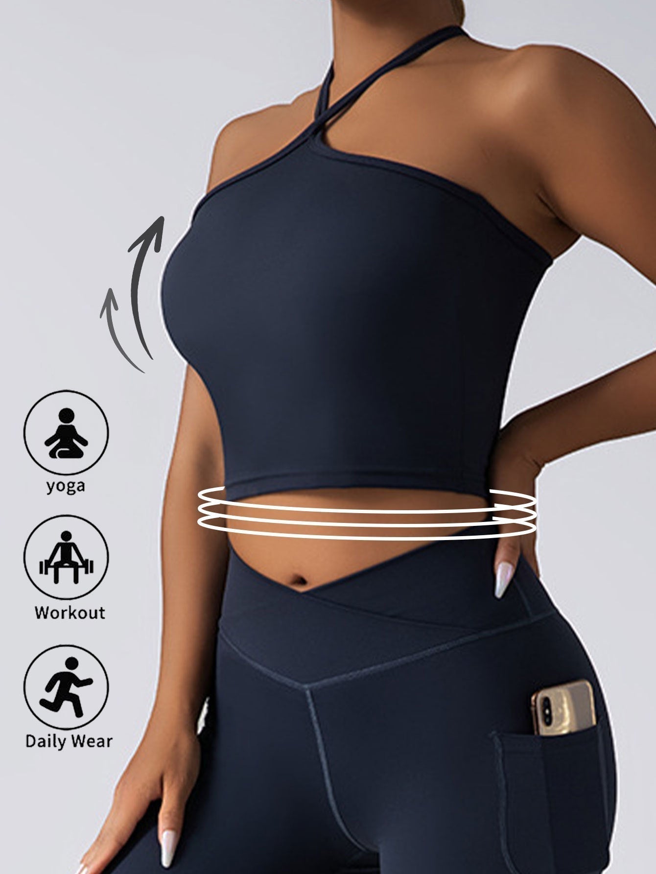 Plush Fashion Hub padded crop top push-up sports bra, seamless supportive gym tank for women, activewear for workout and fitness.