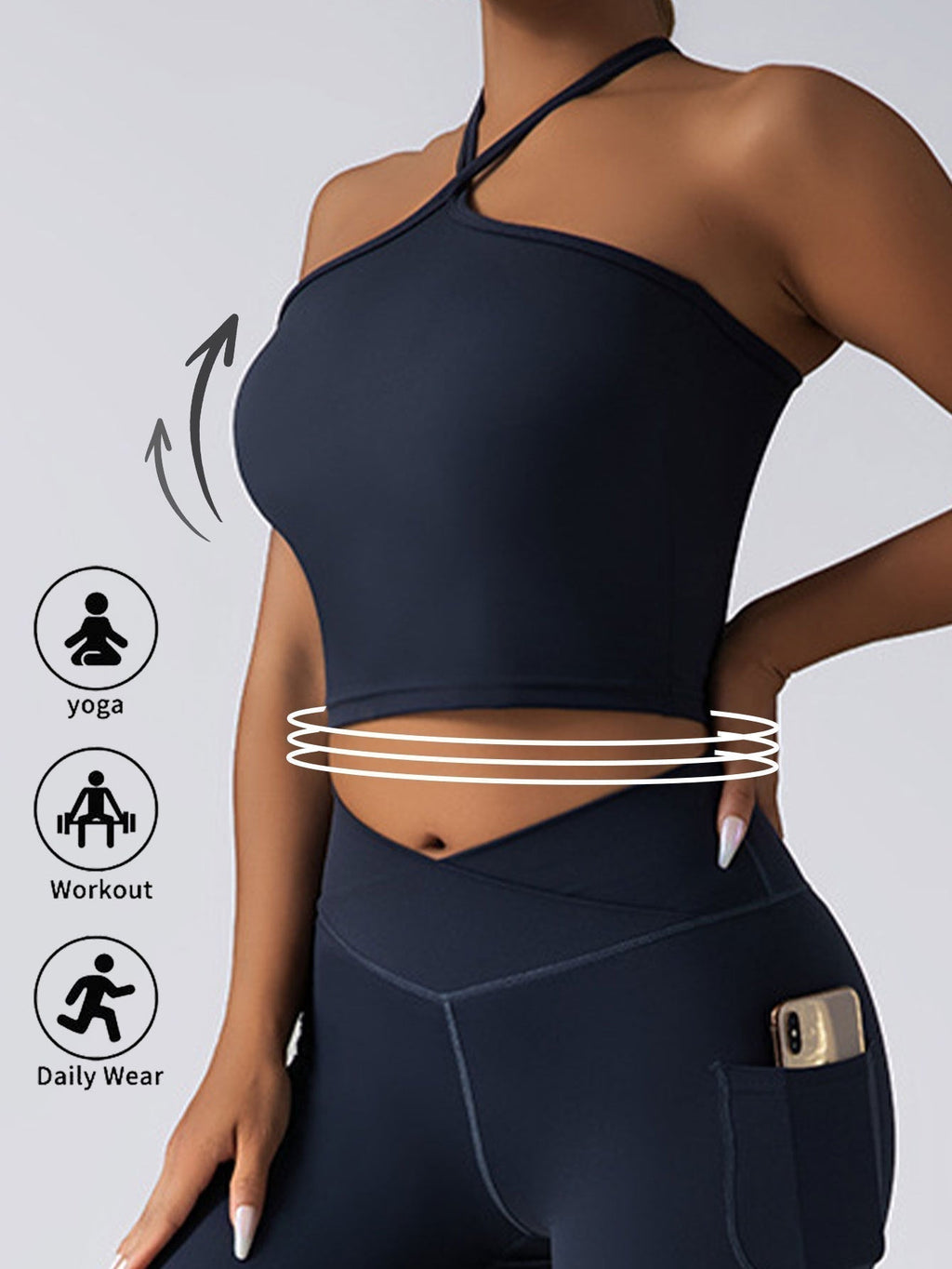 Plush Fashion Hub padded crop top push-up sports bra with seamless design, supportive gym tank for women, activewear for workout comfort.