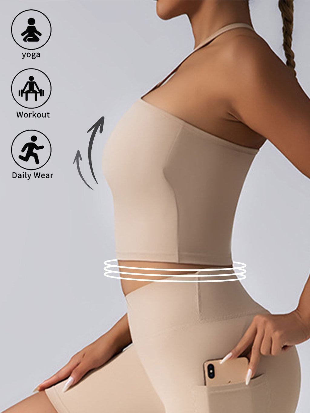 Seamless padded crop top push-up sports bra from Plush Fashion Hub, supportive gym tank for women with breathable fabric.