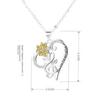 Pastoral-style two-color sunflower pendant on heart-shaped clavicle chain, trendy jewelry from Plush Fashion Hub