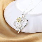 Pastoral-style two-color sunflower pendant on heart-shaped clavicle chain, jewelry piece by Plush Fashion Hub.