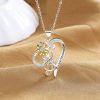 Pastoral-style two-color sunflower pendant necklace with heart-shaped clasp, trendy clavicle chain by Plush Fashion Hub.
