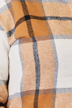 Women's casual plaid long sleeve shirt with dropped shoulders, stylish and comfortable, by Trendsi.