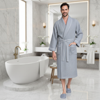 Premium Waffle Piping Robe for Men - Plush Fashion Hub