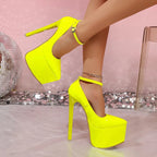 Women's faux leather platform high heel pumps featuring elegant stilettos, stylish and comfortable shoe by Trendsi.