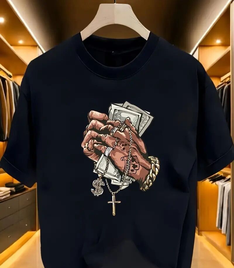 Printed short sleeve men's streetwear shirt from Plush Fashion Hub, featuring bold graphic design and casual fit.