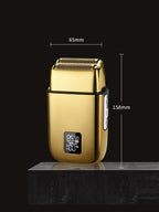 Rechargeable electric foil shaver with digital display, designed for professional grooming and precise shaving.