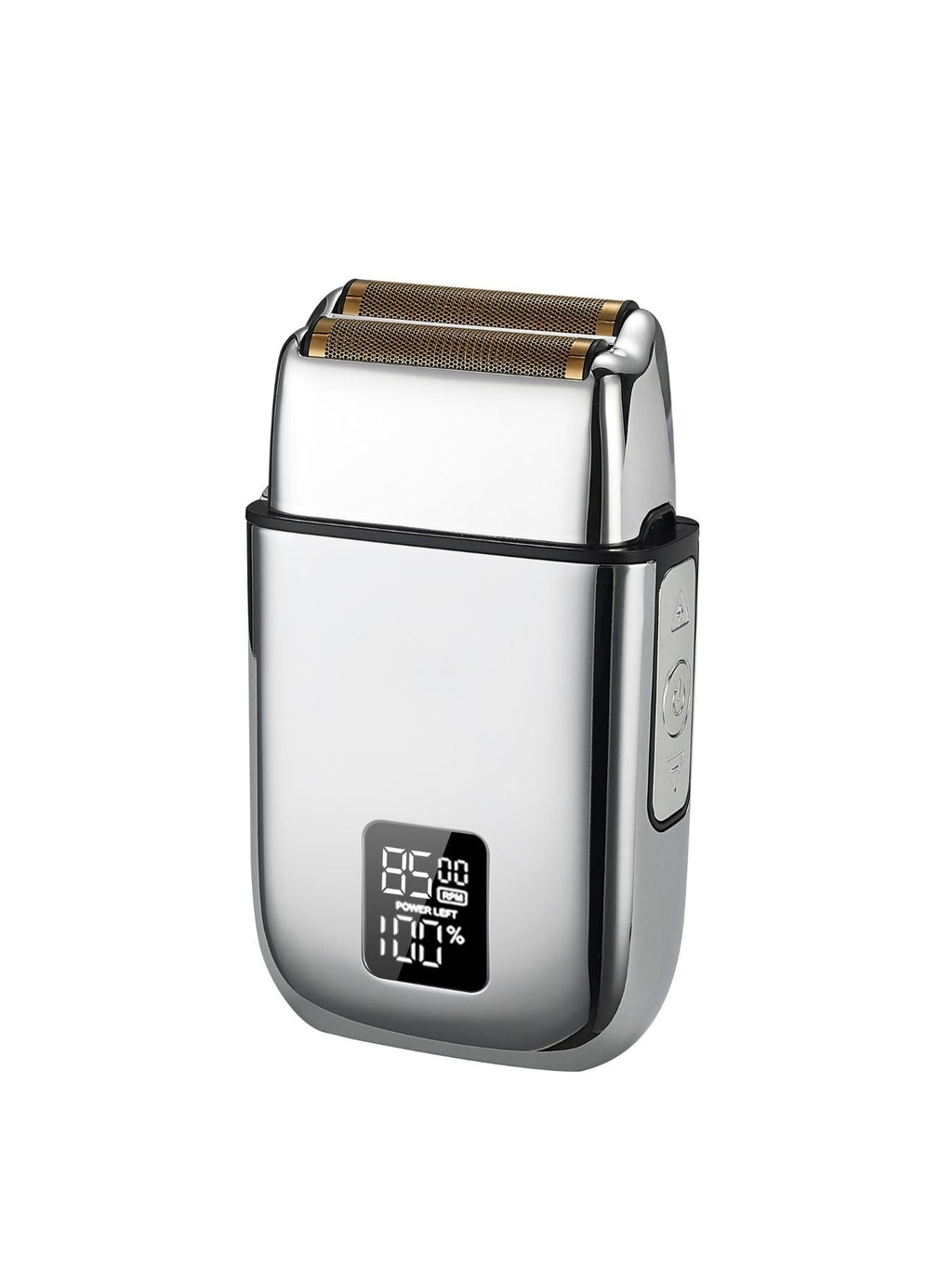 Rechargeable electric foil shaver with digital display, designed for professional grooming and precision shaving.