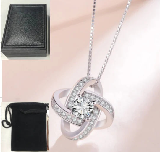 Silver Clover Diamond Necklace in 925 silver featuring a delicate pendant, stylish jewelry piece from Plush Fashion Hub.