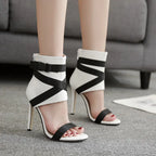 Elegant women’s summer peep-toe strappy high heels by Plush Fashion Hub, featuring stylish design and comfortable fit.