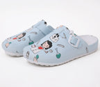 Cartoon nurse-themed women's sandals with colorful design, comfortable slip-on shoes from Trendy Attic Store01