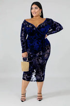 Plus size black lace bodycon dress for women, stylish fit, featuring intricate lace details, from Trendy Attic Store01.