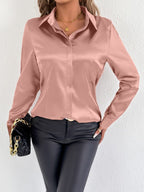 Real Shot Women Clothing Satin Summer Satin Shirt Women Satin Artificial Silk Shirt - Plush Fashion Hub