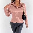 Real Shot Women Clothing Satin Summer Satin Shirt Women Satin Artificial Silk Shirt - Plush Fashion Hub