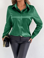 Real Shot Women Clothing Satin Summer Satin Shirt Women Satin Artificial Silk Shirt - Plush Fashion Hub