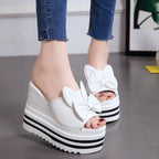 Women's waterproof wedge high heel platform sandals with open toes and ankle straps from Trendy Attic Store01.