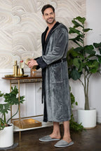 Men’s plush hooded robe from Plush Fashion Hub, featuring ultra-soft fabric and cozy comfort for daily wear.