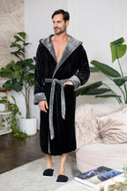 Men's plush hooded robe from Plush Fashion Hub, featuring ultra-soft fabric and cozy design for everyday comfort.