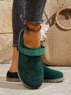 Women's round toe slip-on casual flats made of faux leather, featuring a comfortable and stylish design by Trendsi.