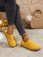 Women's round toe slip-on casual flats made of faux leather, featuring a comfortable, stylish design by Trendsi.