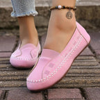 Women's breathable mesh slip-on flats with round toe design, comfortable walking shoes by Trendsi.