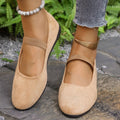 Women's round toe slip-on casual flats by Trendsi, comfortable everyday shoes with a simple, stylish design.