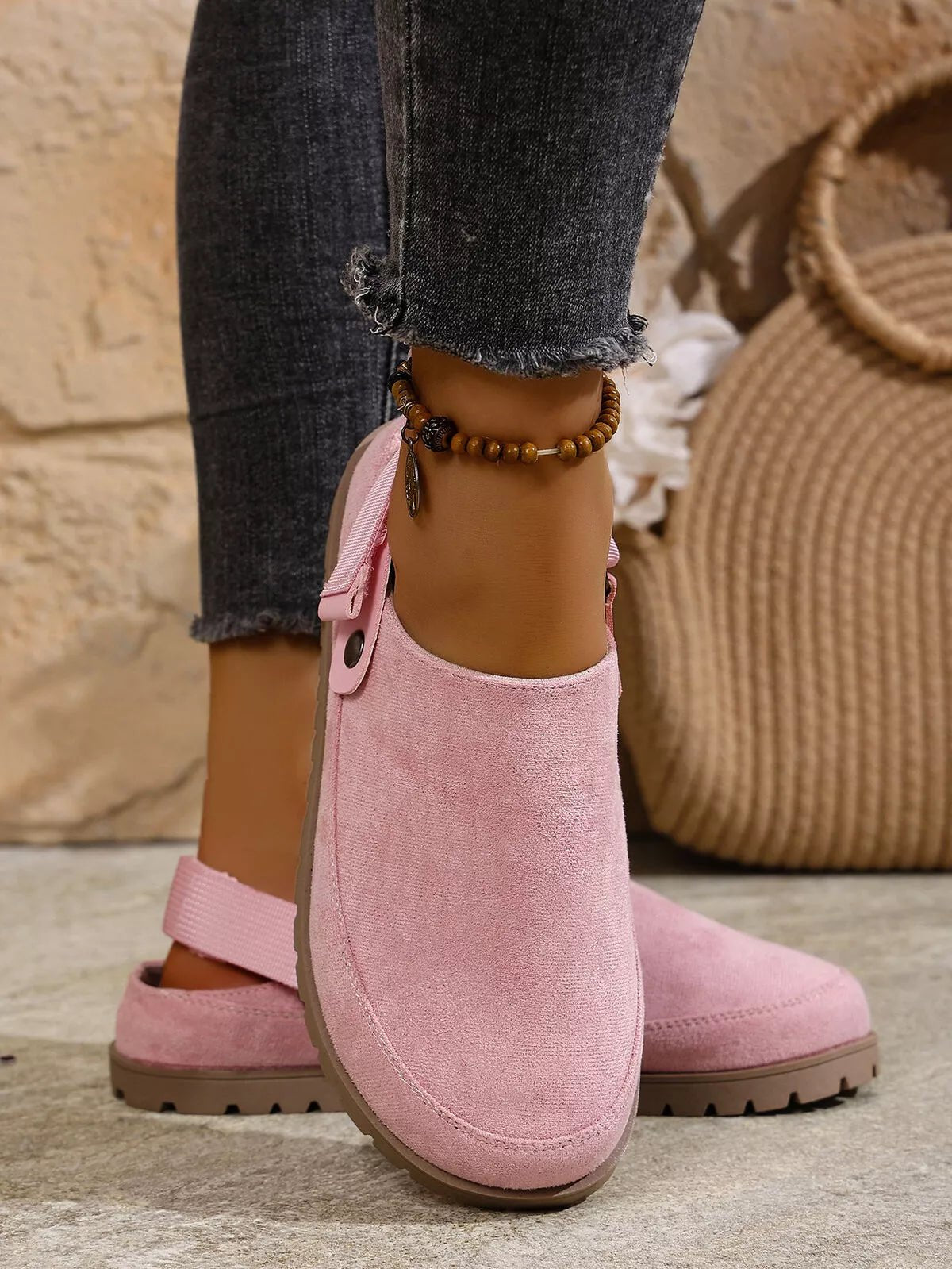 Women's round toe slip-on casual flats made of faux leather, featuring a comfortable and stylish design by Trendsi.