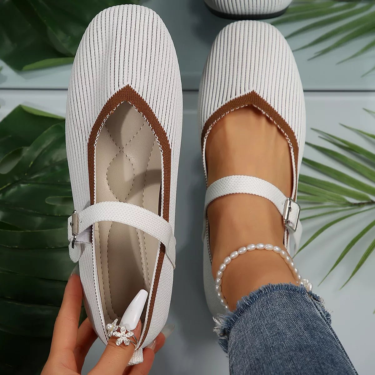 Women's breathable mesh slip-on walking sneakers by Trendsi featuring round-toe design and lightweight casual style.