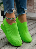Women's round toe wedge sneakers by Trendsi, breathable comfort fashion footwear with stylish design and casual athletic appeal.