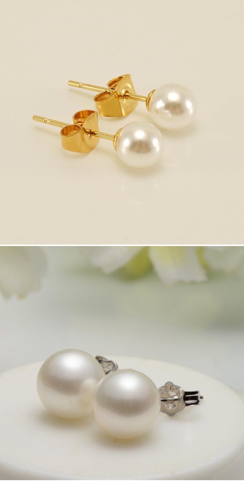 Sterling silver needle earrings with natural freshwater pearl studs, elegant jewelry accessory for women