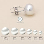 Sterling silver freshwater pearl ear studs with needle posts, elegant jewelry accessory, natural luster, Plush Fashion Hub.