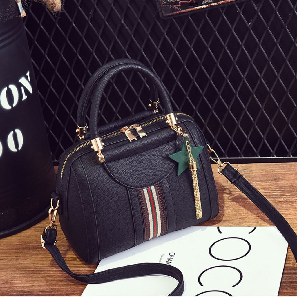 Plush Fashion Hub Sally Shoulder Bag in sleek design with top handle and shoulder strap, featuring a stylish exterior in neutral tones.