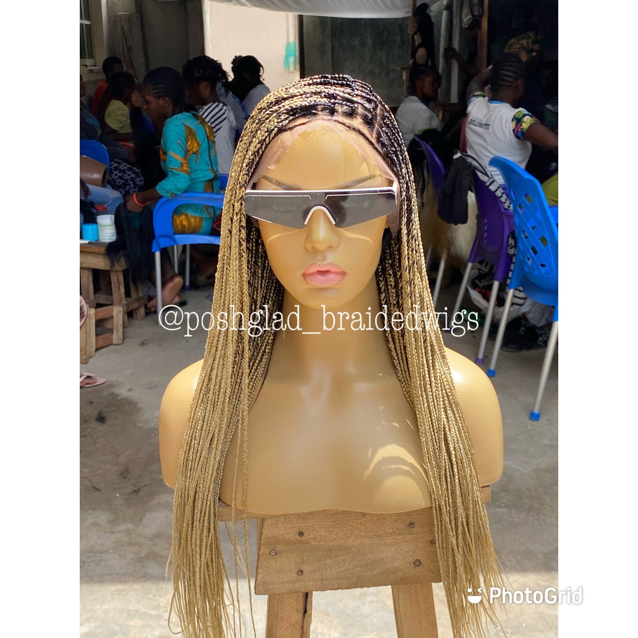 Scalp - looking Knotless Braid Wig, Full Lace, color 22 - Plush Fashion Hub