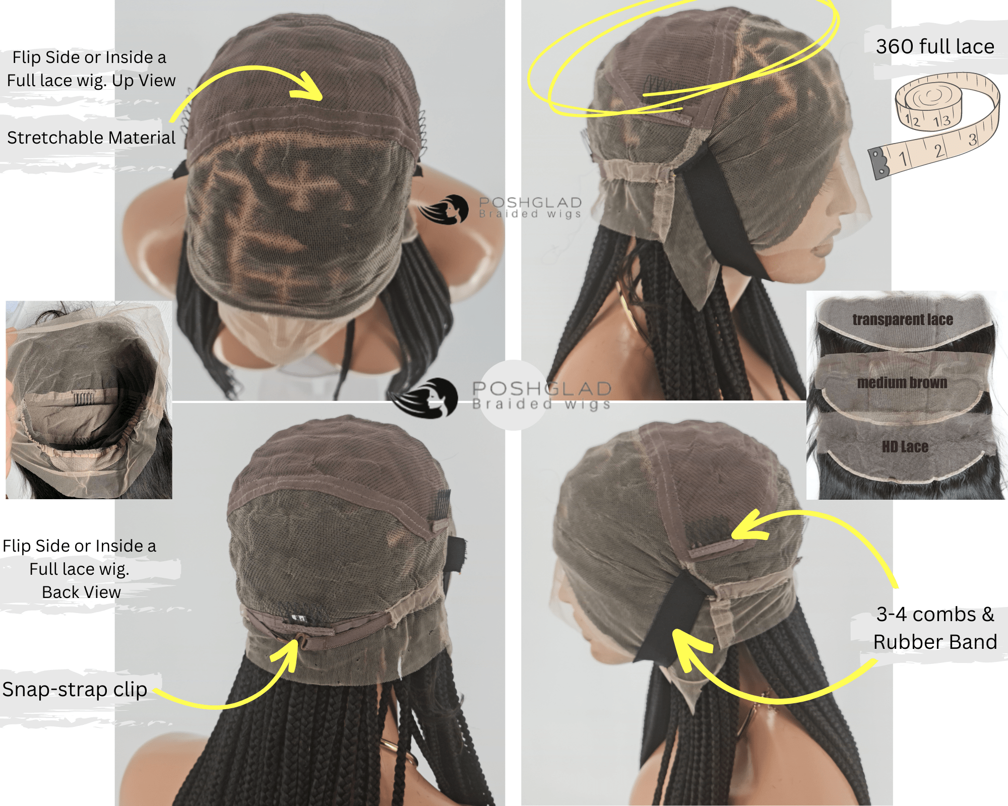 Scalp - looking Knotless Braid Wig, Full Lace, color 22 - Plush Fashion Hub