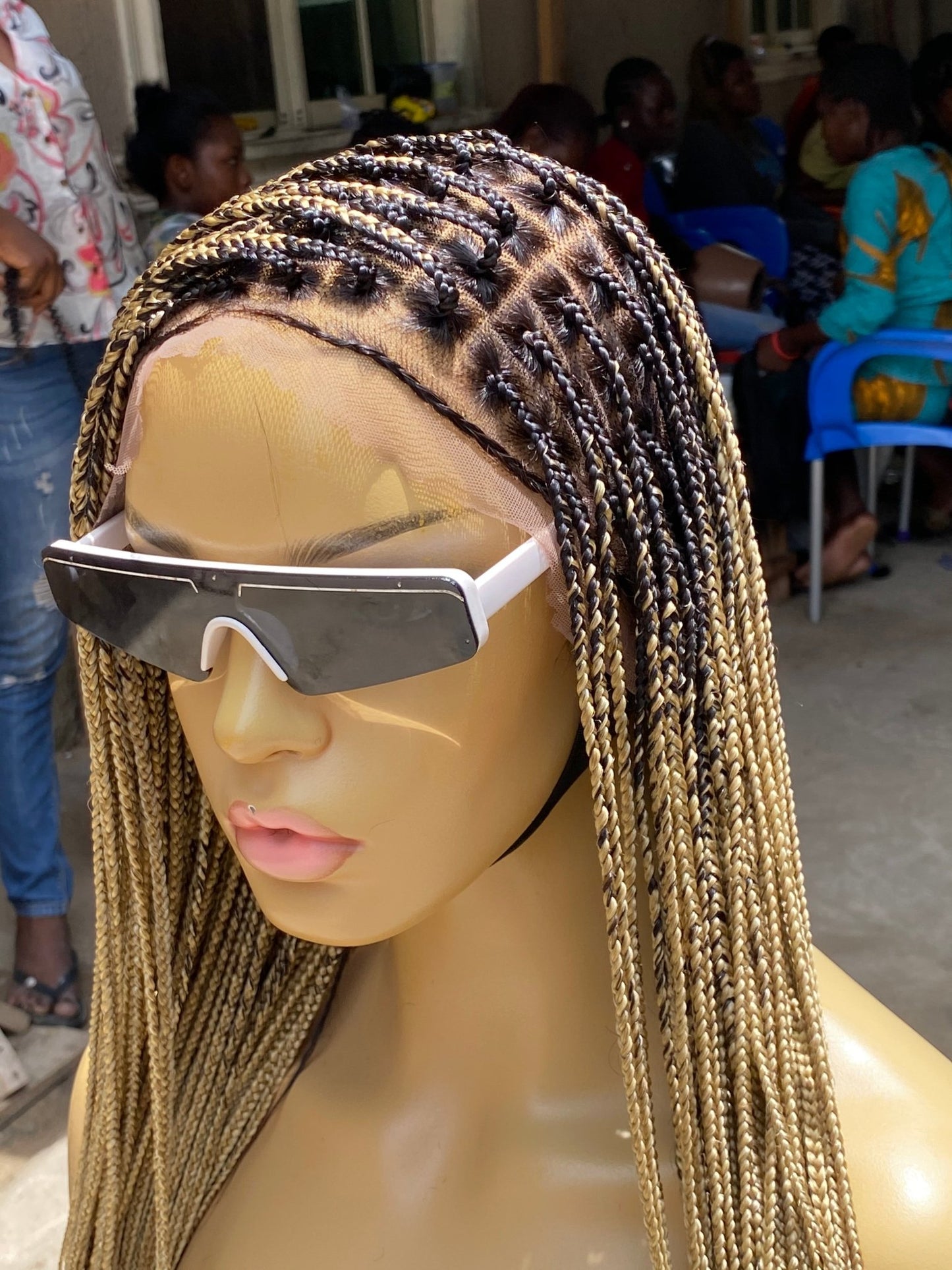 Scalp - looking Knotless Braid Wig, Full Lace, color 22 - Plush Fashion Hub