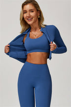 Fitglutes Activewear Eloise 3-piece sports bra, jacket, and leggings set for women, stylish gymwear and workout clothes.