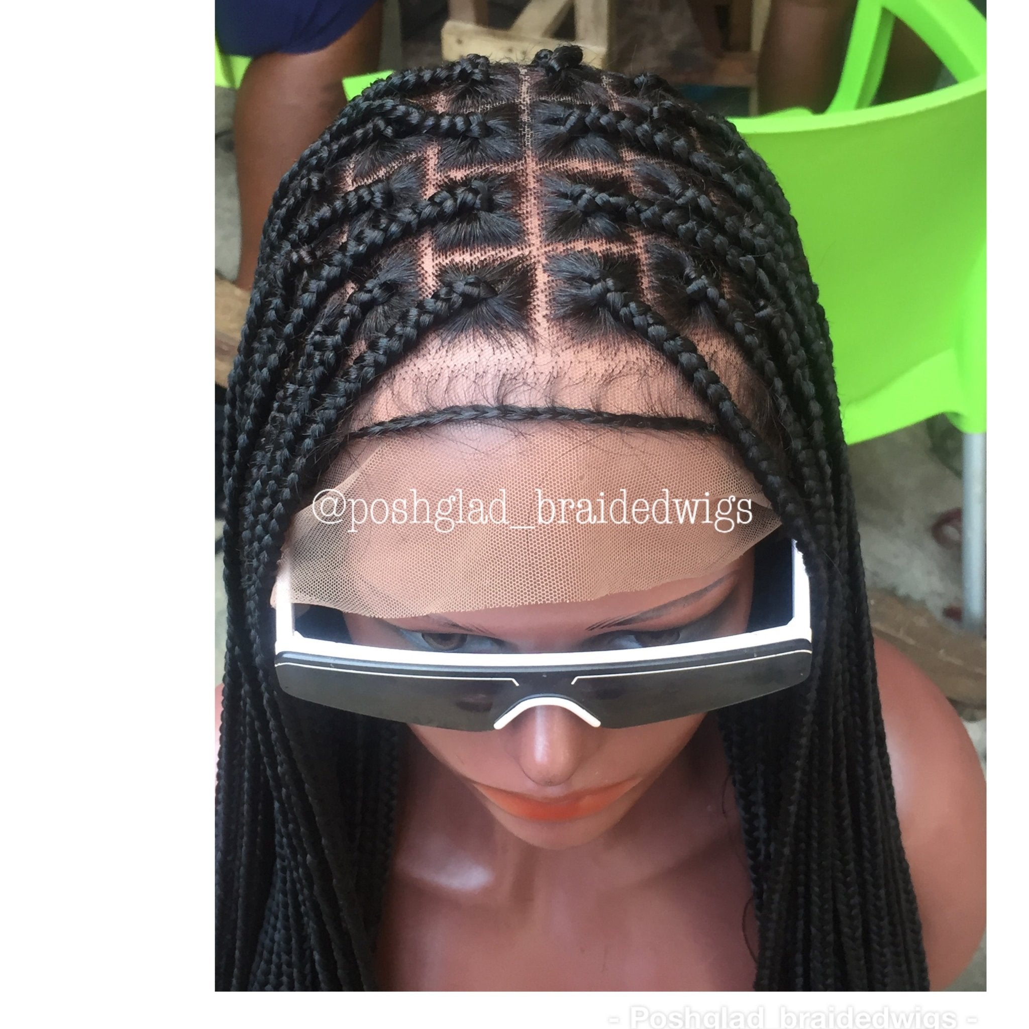 Shade Knotless Braid, Big Size Knots, Full Lace, Midback Length, Color 1 - Plush Fashion Hub