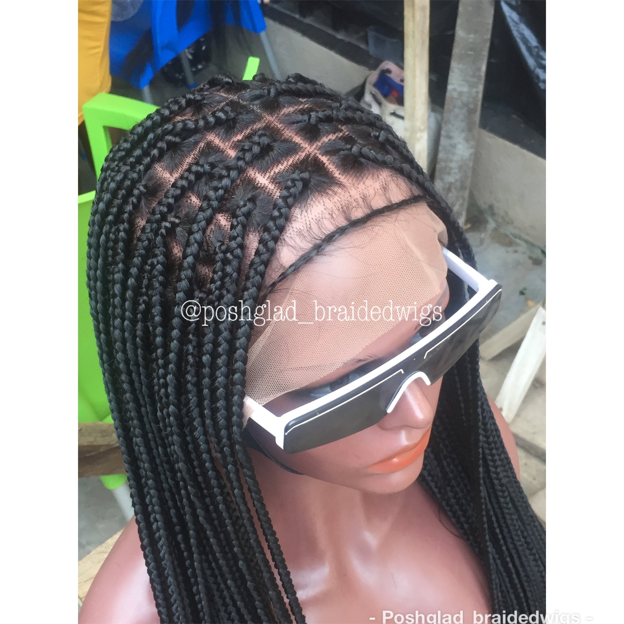 Shade Knotless Braid, Big Size Knots, Full Lace, Midback Length, Color 1 - Plush Fashion Hub