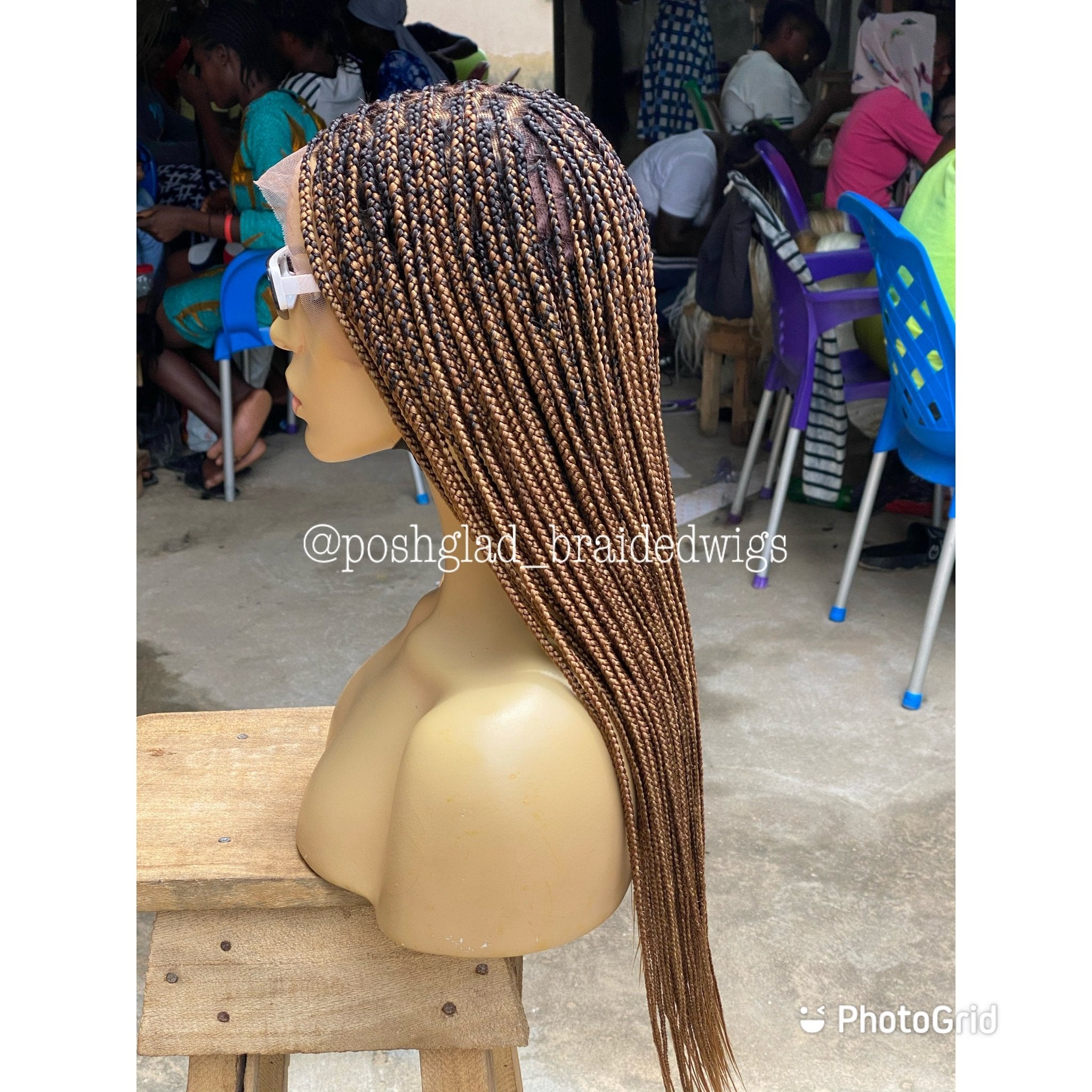 Shade Knotless Braid Wig, Full Lace, Color mix, Waist Length, Glueless - Plush Fashion Hub