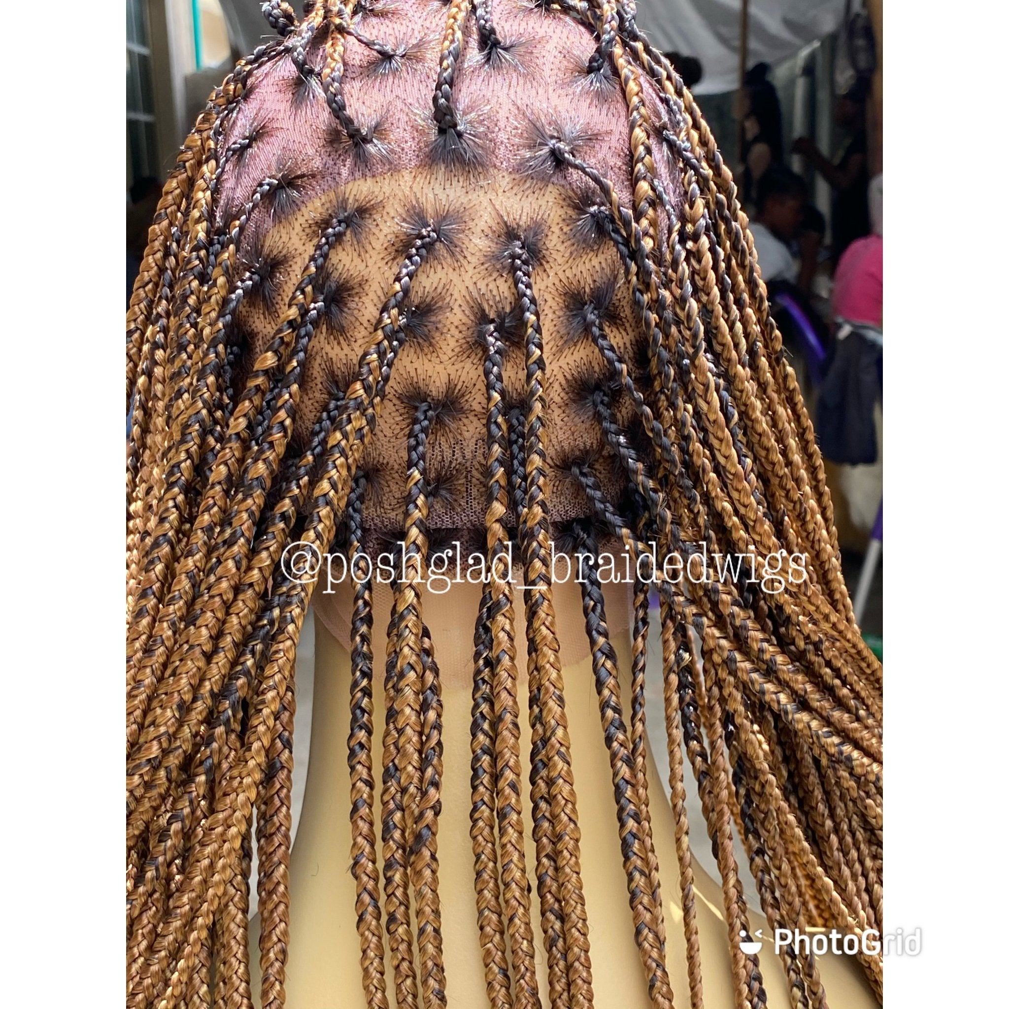 Shade Knotless Braid Wig, Full Lace, Color mix, Waist Length, Glueless - Plush Fashion Hub