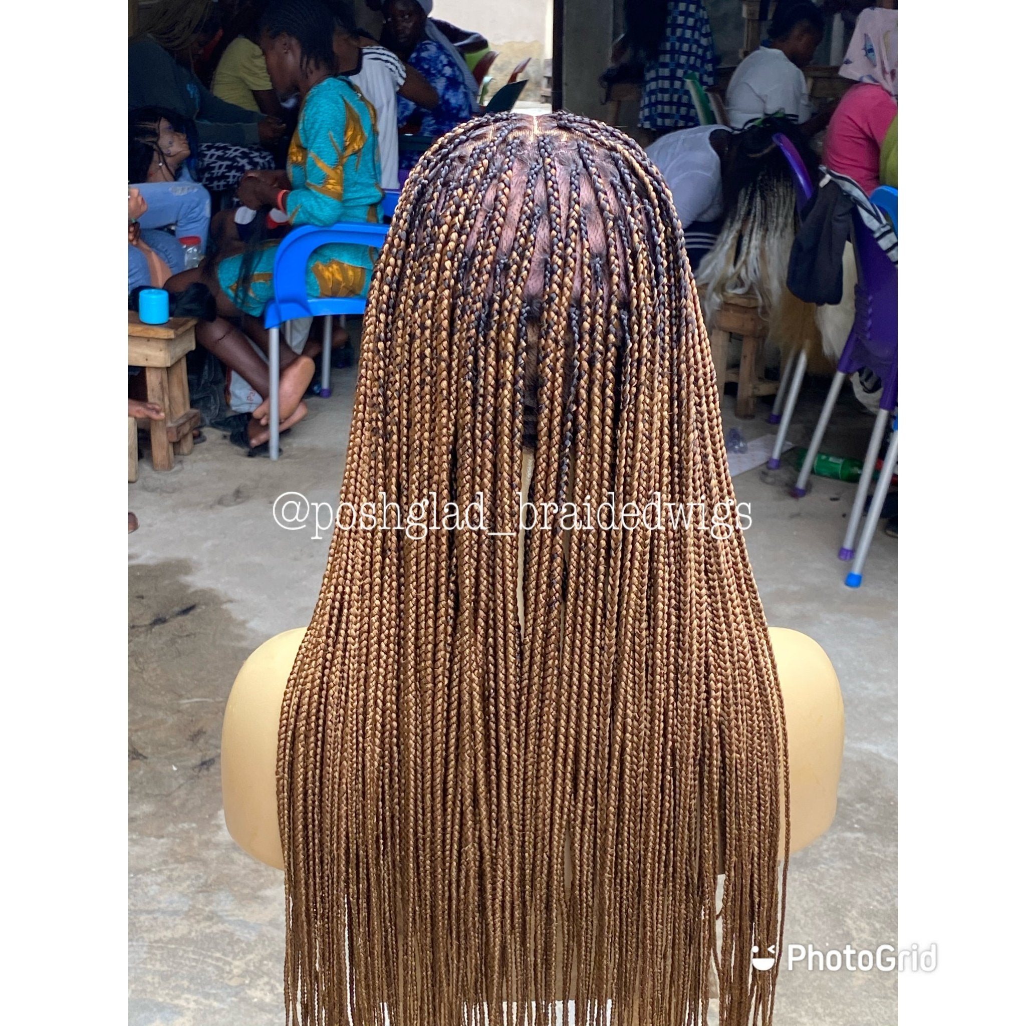 Shade Knotless Braid Wig, Full Lace, Color mix, Waist Length, Glueless - Plush Fashion Hub