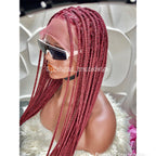 Shade Knotless Braid Wig, Human Hair Full Lace, Burgundy, Glueless - Plush Fashion Hub
