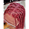 Shade Knotless Braid Wig, Human Hair Full Lace, Burgundy, Glueless - Plush Fashion Hub