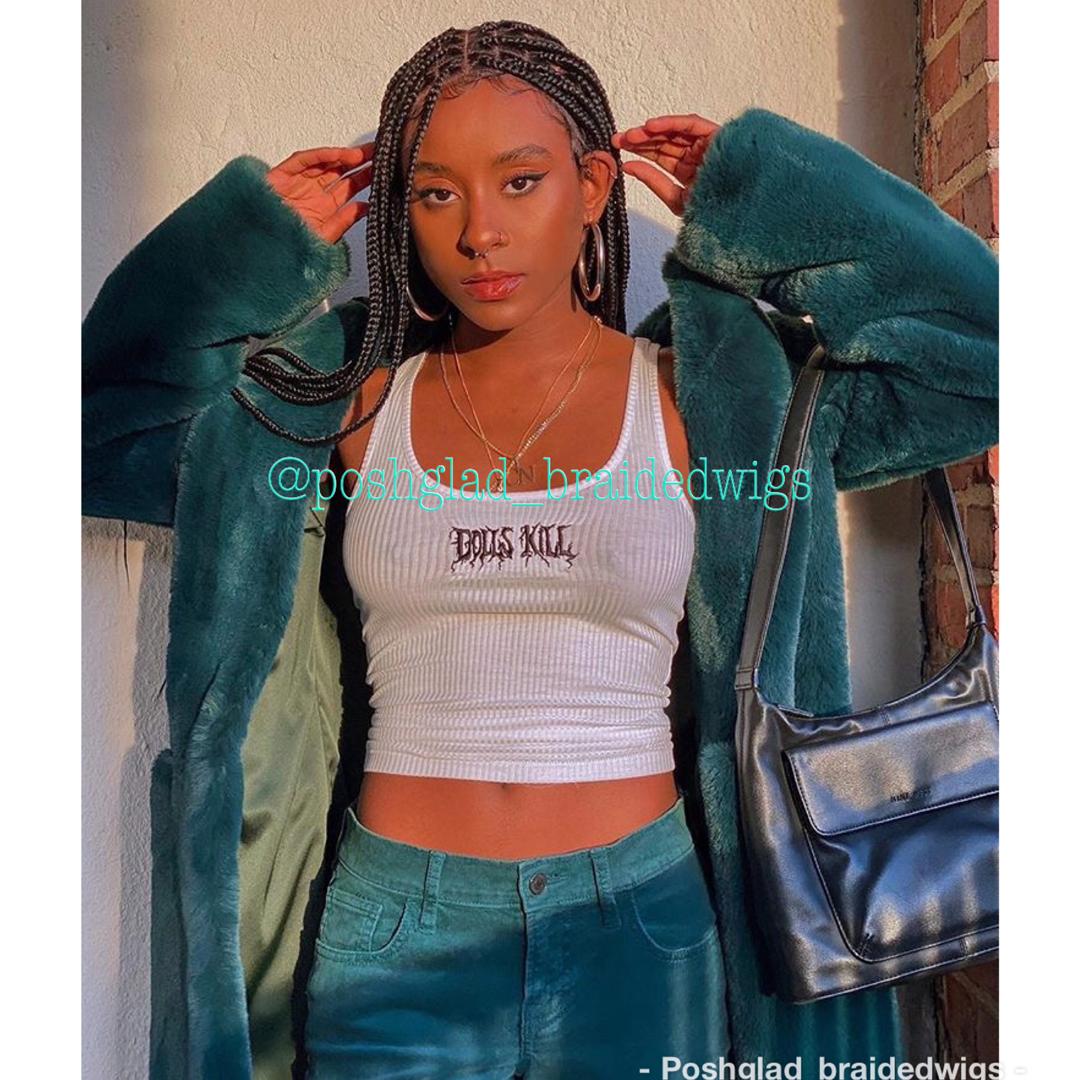 Shade Knotless Braid Wig, Swiss Full Lace, Color 1B, Glueless - Solange - Plush Fashion Hub